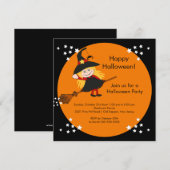 Cute Witch Halloween Party Invitation for children Kaart (Voorkant / Achterkant)