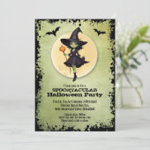 Cute Witch Halloween Party Kaart (Staand voorkant)