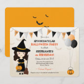 Cute Witch Halloween Party Kaart (Voorkant / Achterkant)