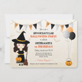 Cute Witch Halloween Party Kaart
