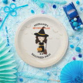 Cute Witch Halloween Party Papieren Bordje (Feest)
