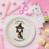 Cute Witch Halloween Party Papieren Bordje (Feest)
