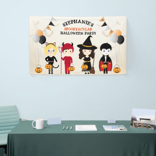 Cute Witch Halloween Party Spandoek (Beurs)