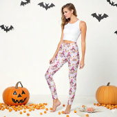 Cute Witch Halloween Pattern with Pumpkins Bats Leggings