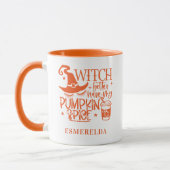 Cute Witch Halloween Pumpkin - Gepersonaliseerd Mok (Links)