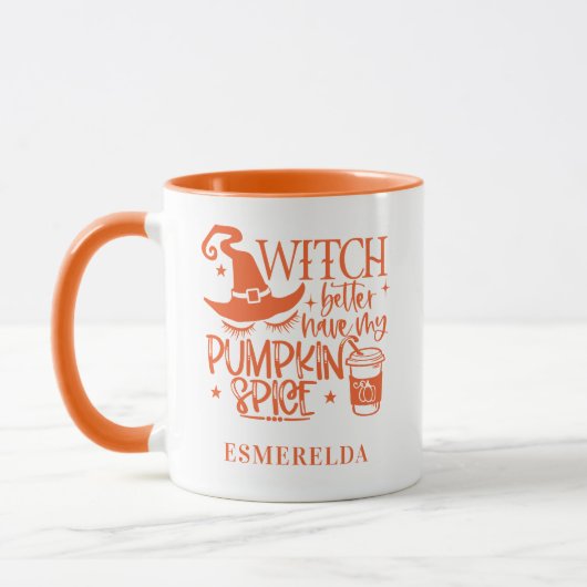 Cute Witch Halloween Pumpkin - Gepersonaliseerd Mok (Links)