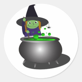 Cute Witch Halloween Ronde Sticker