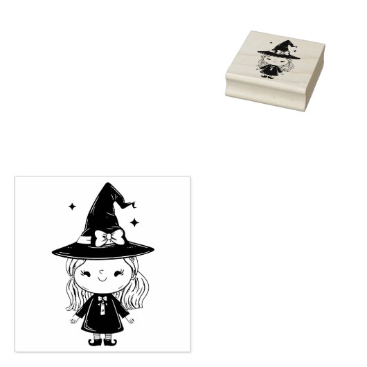 Cute witch Halloween Rubberstempel (Gestempeld)