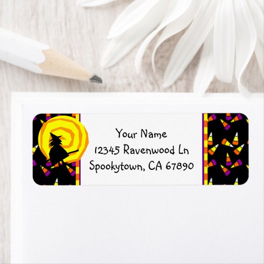 Cute Witch Halloween Snoep Pattern Custom Labels (Insitu)