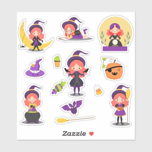 Cute witch Halloween Sticker (Vel)