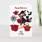 Cute Witch Halloween Trick or treat Wenskaart Kaart (Voorkant)