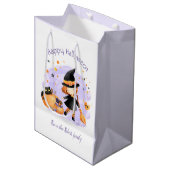 Cute Witch Happy Halloween Persoonlijke Gift Bag Medium Cadeauzakje (Voorkant Gekanteld)