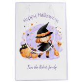 Cute Witch Happy Halloween Persoonlijke Gift Bag Medium Cadeauzakje (Voorkant)