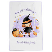 Cute Witch Happy Halloween Persoonlijke Gift Bag Medium Cadeauzakje (Achterkant)
