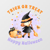 Cute Witch Happy Halloween Raamsticker (Vel)