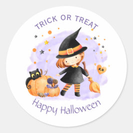 Cute Witch Happy Halloween Stickers