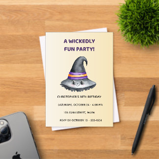 Cute Witch Hat Halloween Acrylic Invitation Acryl Uitnodigingen