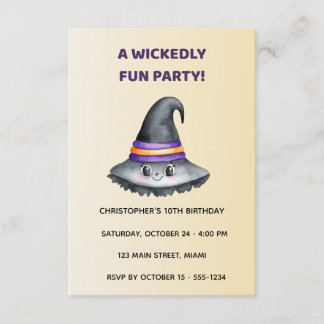 Cute Witch Hat Halloween Birthday Reception Card Informatiekaartje
