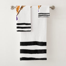 Cute Witch in Paars Pet Halloween Bad Handdoek