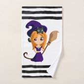 Cute Witch in Paars Pet Halloween Bad Handdoek (Handdoek)