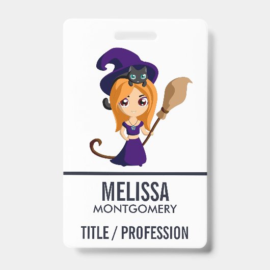 Cute Witch in Paars Pet Halloween Badge (Voorzijde)