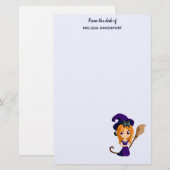 Cute Witch in Paars Pet Halloween Briefpapier (Voorkant / Achterkant)