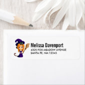 Cute Witch in Paars Pet Halloween Etiket (Insitu)