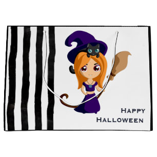 Cute Witch in Paars Pet Halloween Groot Cadeauzakje