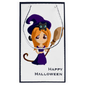 Cute Witch in Paars Pet Halloween Klein Cadeauzakje (Achterkant)