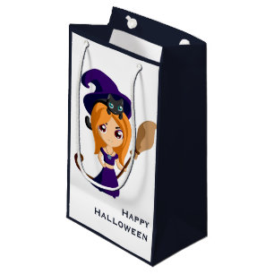 Cute Witch in Paars Pet Halloween Klein Cadeauzakje