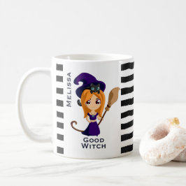 Cute Witch in Paars Pet Halloween Koffiemok