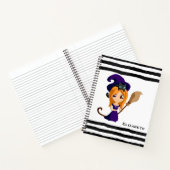 Cute Witch in Paars Pet Halloween Notitieboek (Binnen)