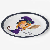 Cute Witch in Paars Pet Halloween Papieren Bordje (Gekanteld)