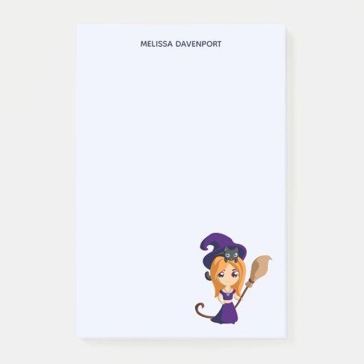 Cute Witch in Paars Pet Halloween Post-it® Notes (Voorkant)
