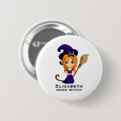 Cute Witch in Paars Pet Halloween Ronde Button 5,7 Cm (Voorkant /achterkant)