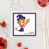 Cute Witch in Paars Pet Halloween Servet (Insitu)