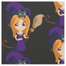 Cute Witch in Paars Pet Halloween Stof