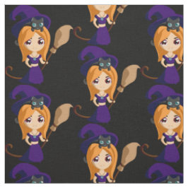 Cute Witch in Paars Pet Halloween Stof