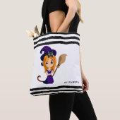 Cute Witch in Paars Pet Halloween Tote Bag (Dichtbij)