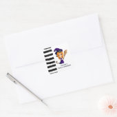 Cute Witch in Paars Pet Halloween Vierkante Sticker (Envelop)