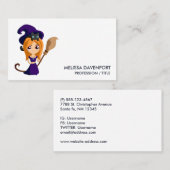 Cute Witch in Paars Pet Halloween Visitekaartje (Voorkant / Achterkant)