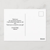 Cute Witch in Paars Pet Party Dank u Briefkaart (Achterkant)