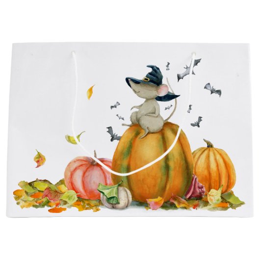 Cute Witch Mouse Waterverf Groot Cadeauzakje (Voorkant)