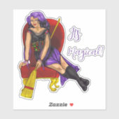  Cute Witch-paars, zwart, rood en goud Sticker (Vel)