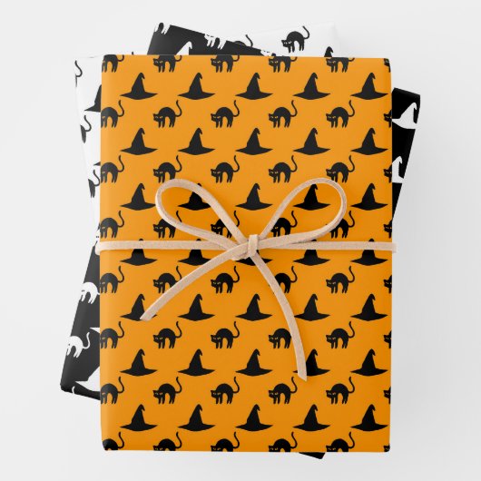 Cute Witch Pet Halloween Pattern Inpakpapier Vel (In situ)
