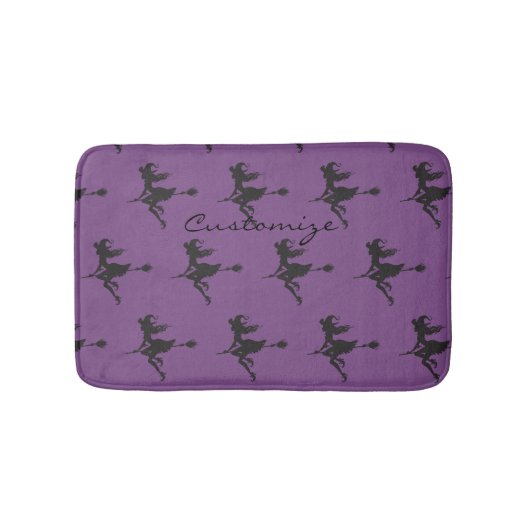 Cute Witch Riding Broom Thunder_Cove Halloween Badmat (Voorkant)