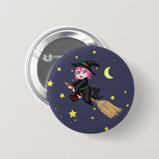 Cute Witch Ronde Button 5,7 Cm (Voorkant /achterkant)