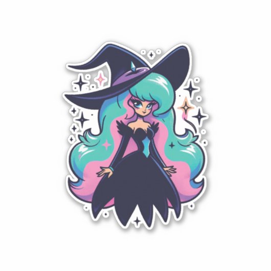 Cute Witch Sticker (Voorkant)