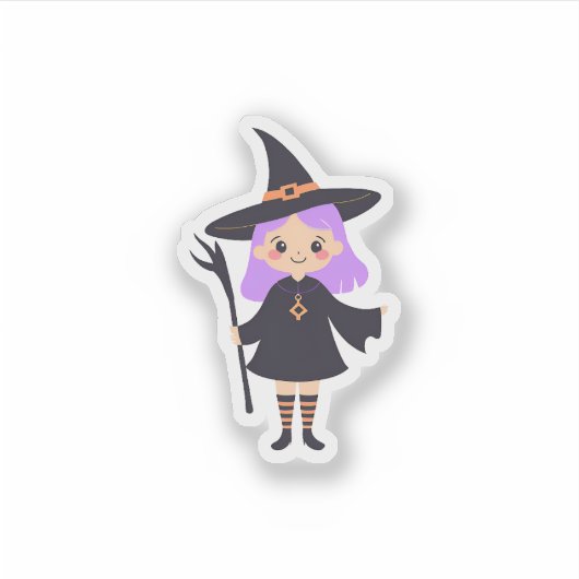 Cute Witch Sticker (Voorkant)