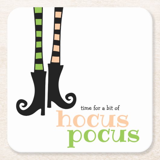 Cute Witch Stockings Boots Hocus Pocus Halloween Kartonnen Onderzetters (Voorkant)